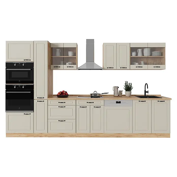 Küchenzeile R-Line 350 cm Sand Landhaus Art.-Nr. 70924 - 