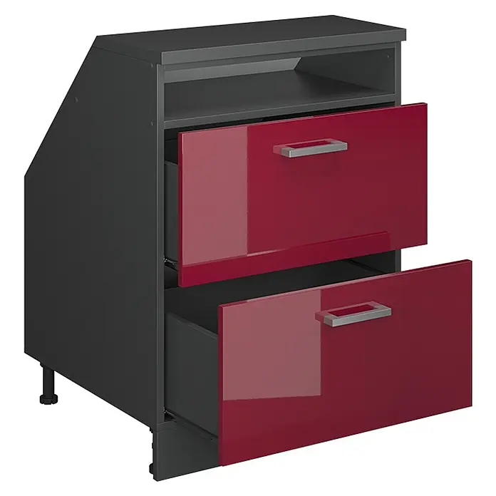 Küchenschrank für Dachschrägen R-Line 60 cm Rot Hochglanz Art.-Nr. 60068 - 