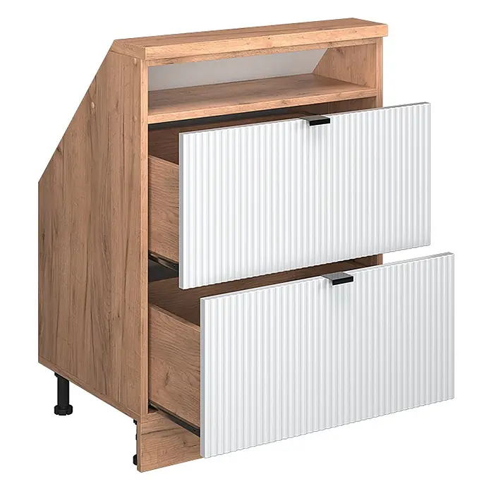 Küchenschrank für Dachschrägen R-Line 60 cm Weiß Riffel Art.-Nr. 60626 - 