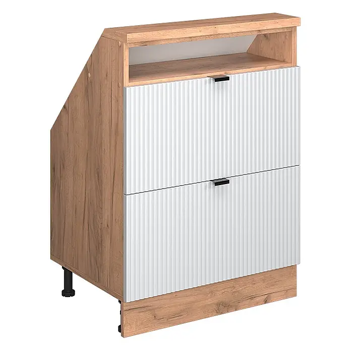 Küchenschrank für Dachschrägen R-Line 60 cm Weiß Riffel Art.-Nr. 60626 - 