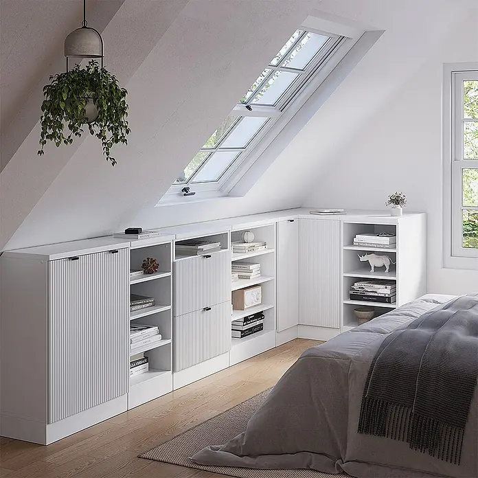 Küchenschrank für Dachschrägen R-Line 75.6 cm Weiß Riffel Art.-Nr. 60682 - 