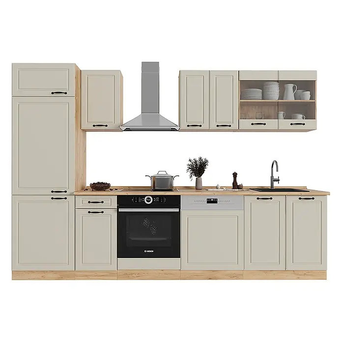 Küchenzeile R-Line 300 cm Sand Landhaus Art.-Nr. 70884 - 
