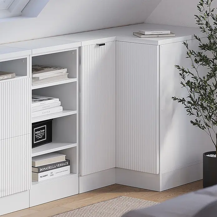 Küchenschrank für Dachschrägen R-Line 75.6 cm Weiß Riffel Art.-Nr. 60682 - 