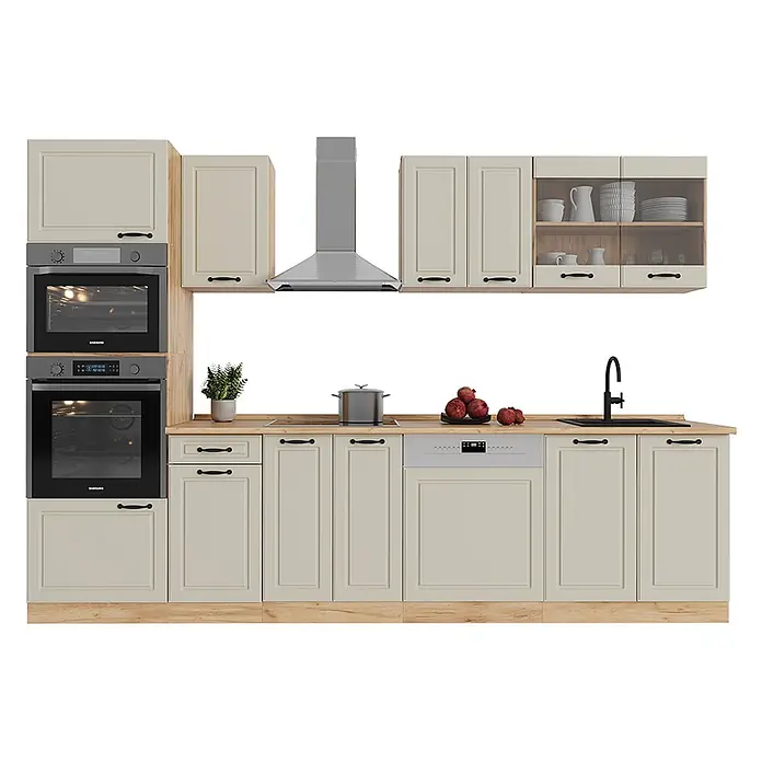 Küchenzeile R-Line 300 cm Sand Landhaus Art.-Nr. 70887 - 