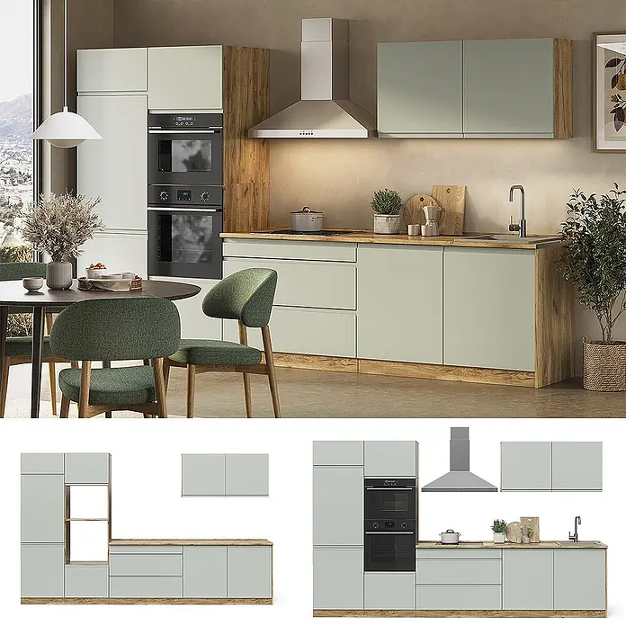 Küchenzeile R-Line 340 cm Pastellgrün Art.-Nr. 70597 - 