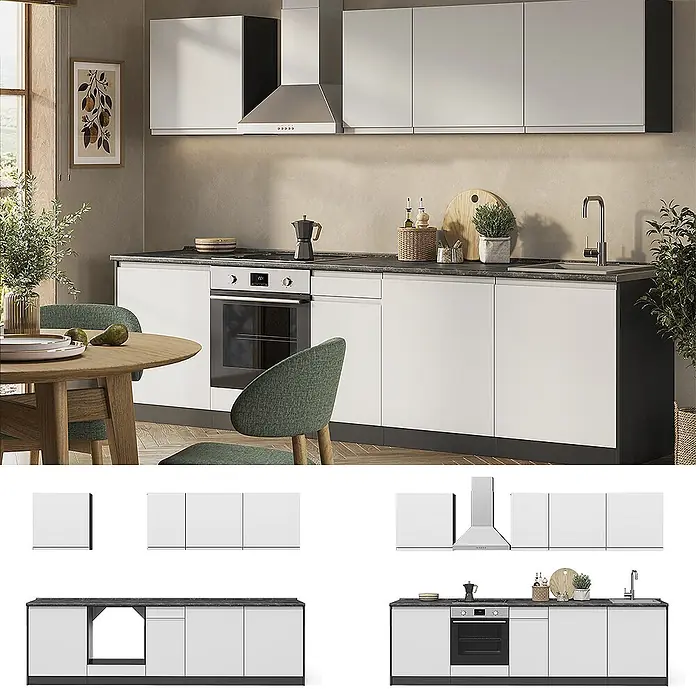 Küchenzeile R-Line 280 cm Weiß Art.-Nr. 70583 - 
