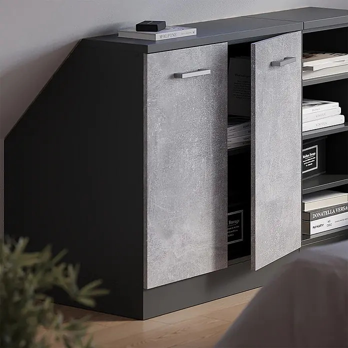 Küchenschrank für Dachschrägen R-Line 80 cm Beton Art.-Nr. 60540 - 