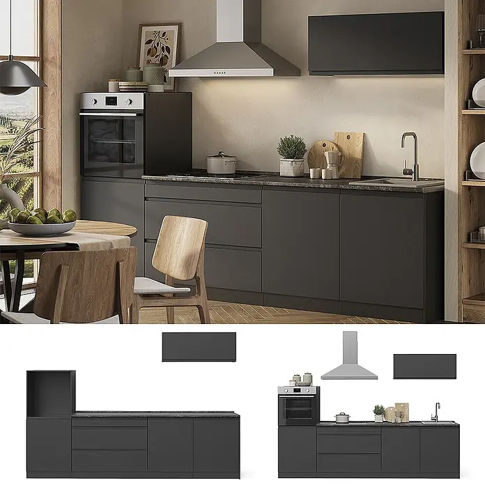 Küchenzeile R-Line 280 cm Anthrazit Art.-Nr. 70604 - 