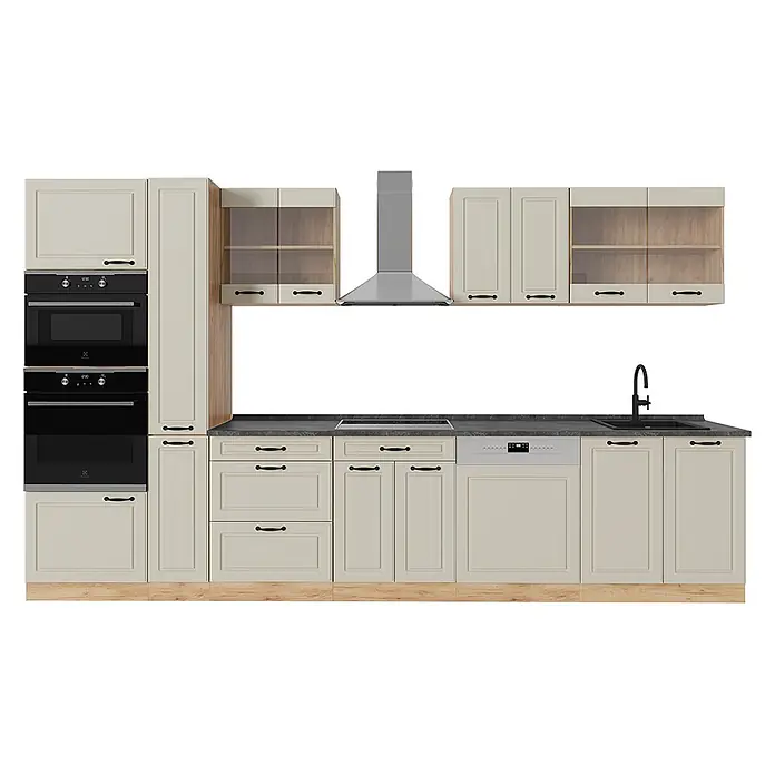 Küchenzeile R-Line 350 cm Sand Landhaus Art.-Nr. 70924 - 
