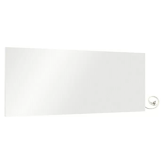 Admiral Radiador metálico por infrarrojos - 1.200 x 600 mm, 1.100 W, Blanco - Calefactor de panel rectangular blanco con superficie ligeramente texturizada y cable de alimentación con enchufe a la derecha.