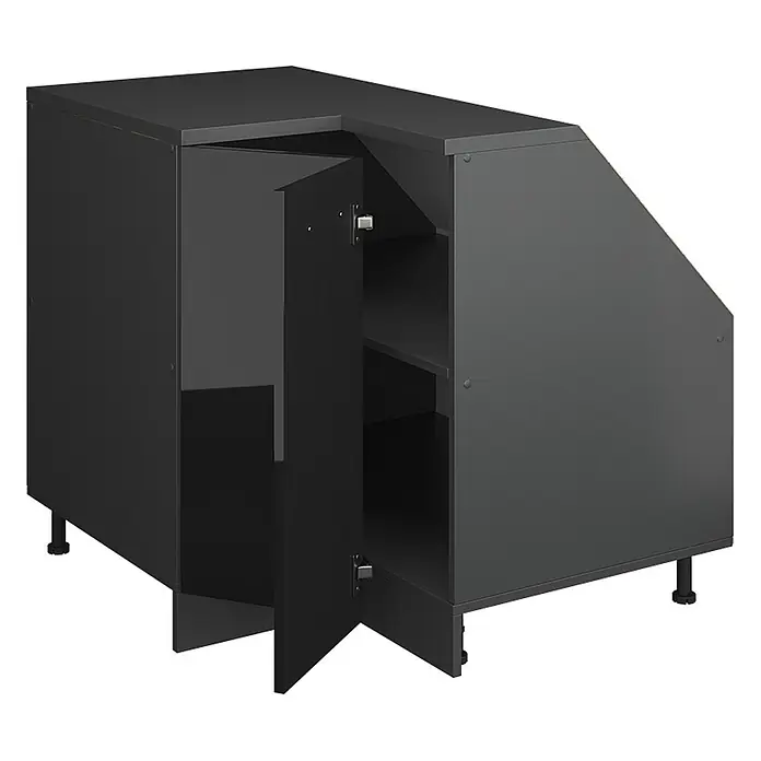 Vicco Eck-Küchenschrank für Dachschrägen R-Line, Schwarz HGL, 75.6 cm - 