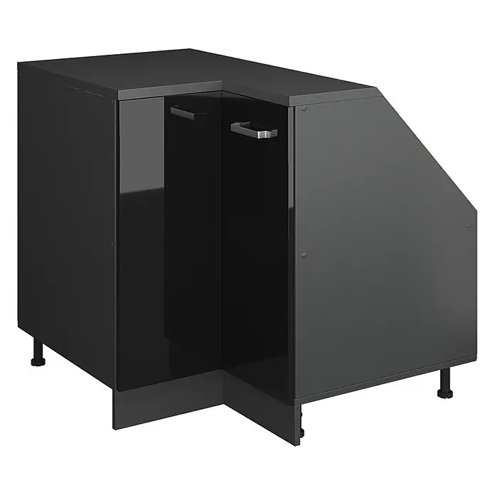 Vicco Eck-Küchenschrank für Dachschrägen R-Line, Schwarz HGL, 75.6 cm - 