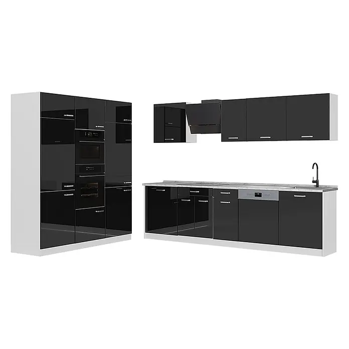 Küchenzeile R-Line 180 cm Schwarz Hochglanz Art.-Nr. 66244 - 