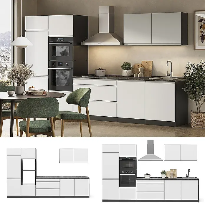 Küchenzeile R-Line 340 cm Weiß Art.-Nr. 70595 - 