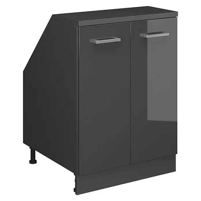 Vicco Küchenschrank für Dachschrägen R-Line, Anthrazit Hochglanz, 60 cm - 