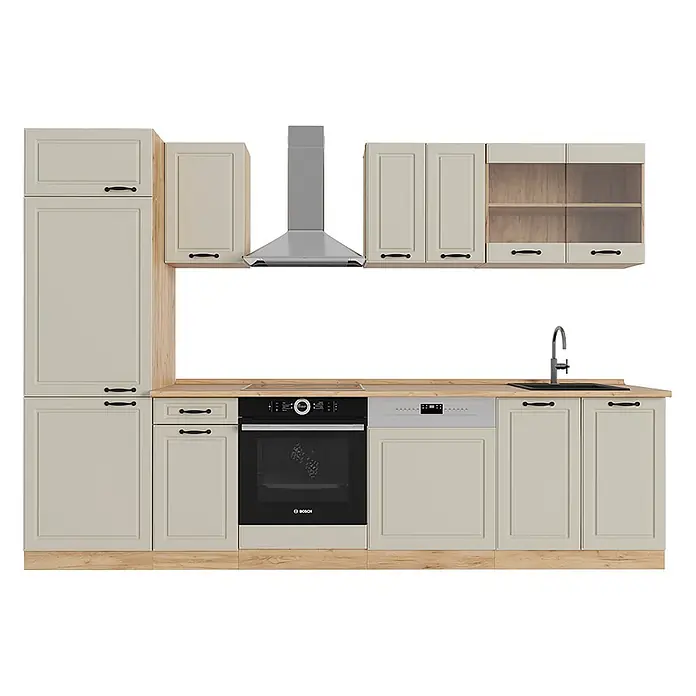 Küchenzeile R-Line 300 cm Sand Landhaus Art.-Nr. 70883 - 