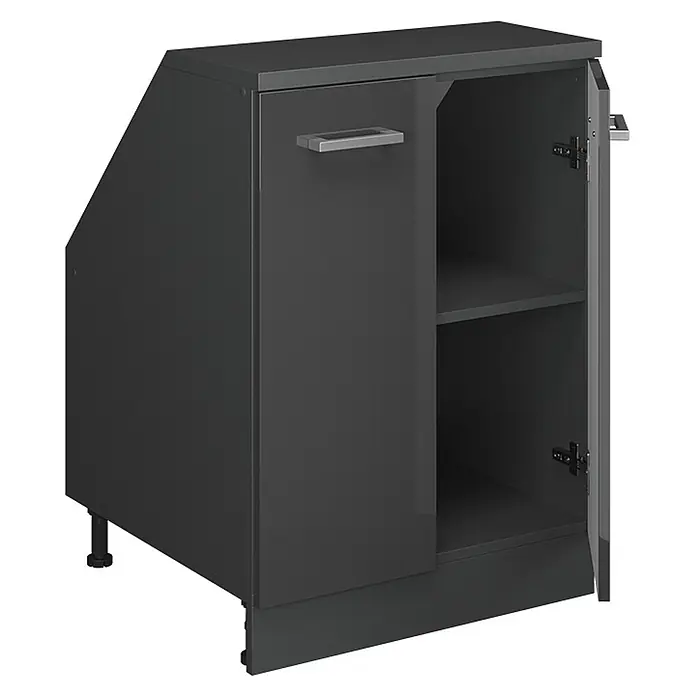 Vicco Küchenschrank für Dachschrägen R-Line, Anthrazit Hochglanz, 60 cm - 