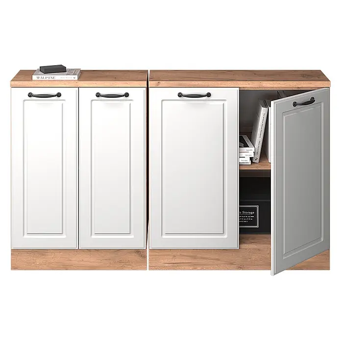 Küchenschrank für Dachschrägen R-Line 140 cm Weiß Landhaus Art.-Nr. 60138 - 