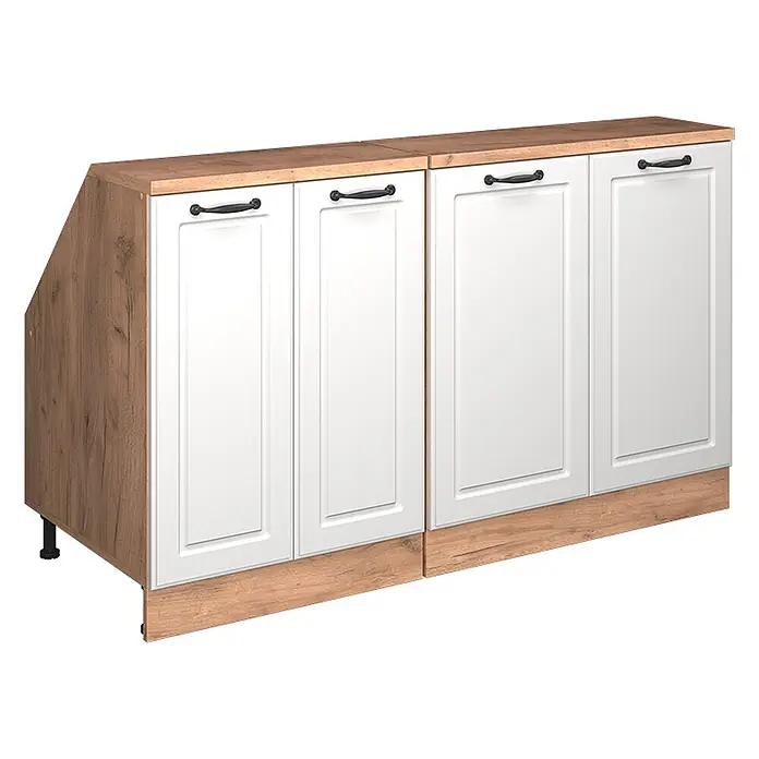 Küchenschrank für Dachschrägen R-Line 140 cm Weiß Landhaus Art.-Nr. 60138 - 
