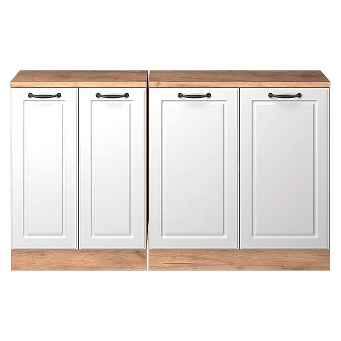 Küchenschrank für Dachschrägen R-Line 140 cm Weiß Landhaus Art.-Nr. 60138 - 