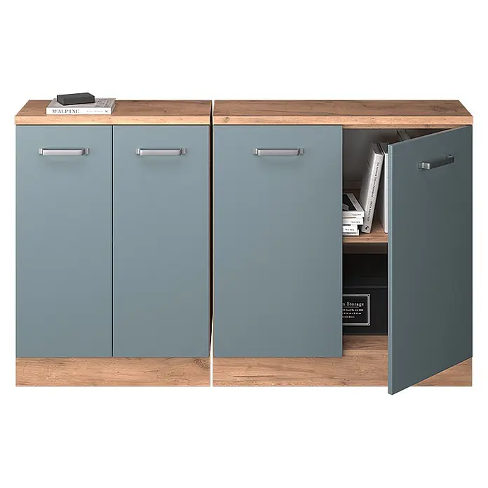 Küchenschrank für Dachschrägen R-Line 140 cm Blau-Grau Art.-Nr. 60059 - 