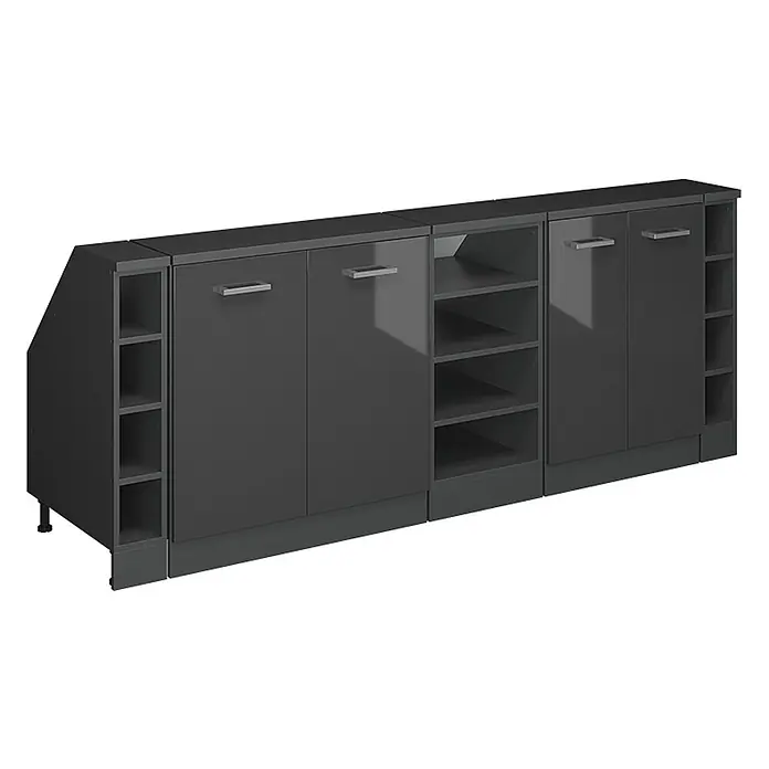Vicco Küchenschrank für Dachschrägen R-Line, Anthrazit Hochglanz, 210 cm - 