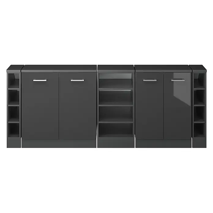 Vicco Küchenschrank für Dachschrägen R-Line, Anthrazit Hochglanz, 210 cm - 