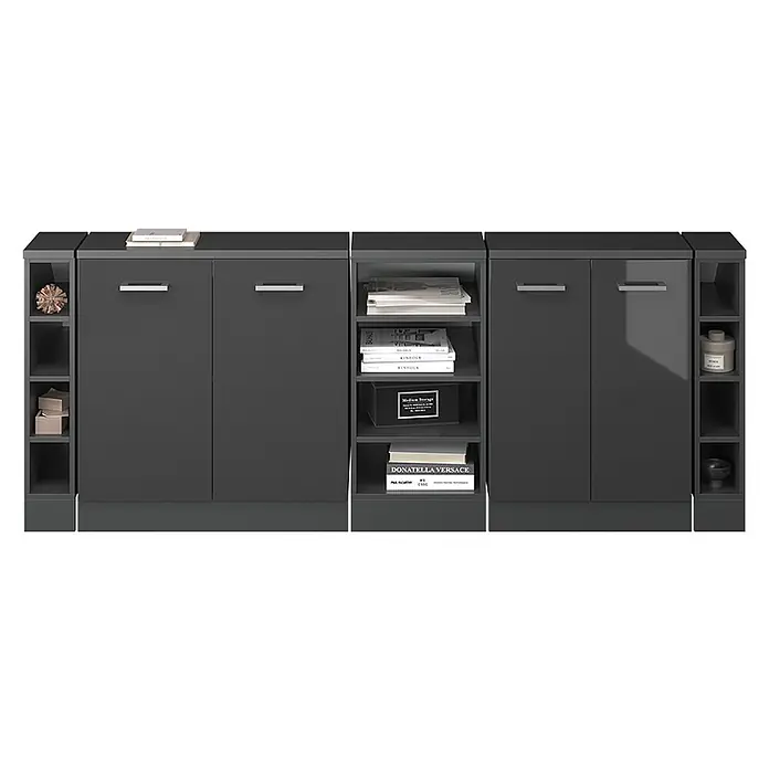 Vicco Küchenschrank für Dachschrägen R-Line, Anthrazit Hochglanz, 210 cm - 