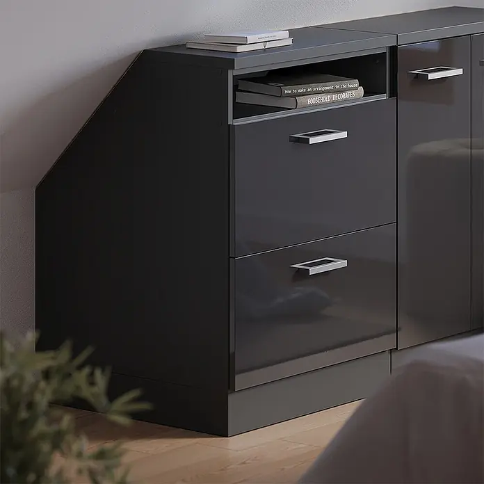 Vicco Küchenschrank für Dachschrägen R-Line, Anthrazit Hochglanz, 60 cm - 