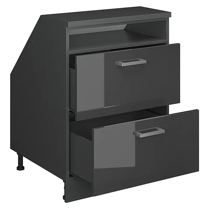 Vicco Küchenschrank für Dachschrägen R-Line, Anthrazit Hochglanz, 60 cm - 