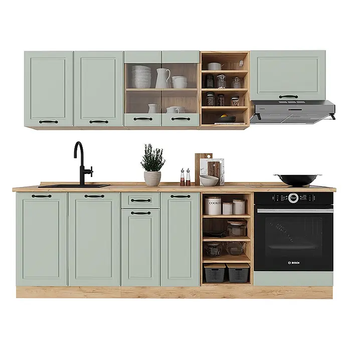 Küchenzeile R-Line 240 cm Mint Landhaus Art.-Nr. 70859 - 