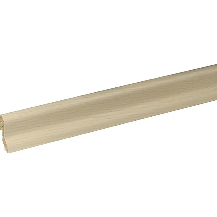 Profiles and more Sockelleiste SU18L Esche Perlweiß - 250 cm x 18,5 mm x 38,5 mm, Fichte, Esche - Holzleiste: Eine helle, unbehandelte Holzleiste für Fußböden oder Möbel, ideal für DIY-Projekte und zur individuellen Gestaltung von Wohnräumen.