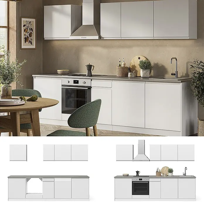 Küchenzeile R-Line 280 cm Weiß Art.-Nr. 70591 - 