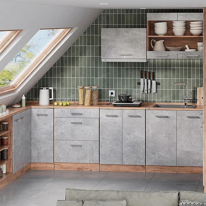 Küchenschrank für Dachschrägen R-Line 60 cm Beton Art.-Nr. 61758 - 
