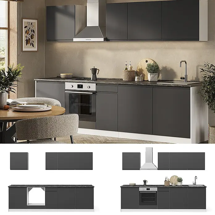 Küchenzeile R-Line 280 cm Anthrazit Art.-Nr. 70588 - 