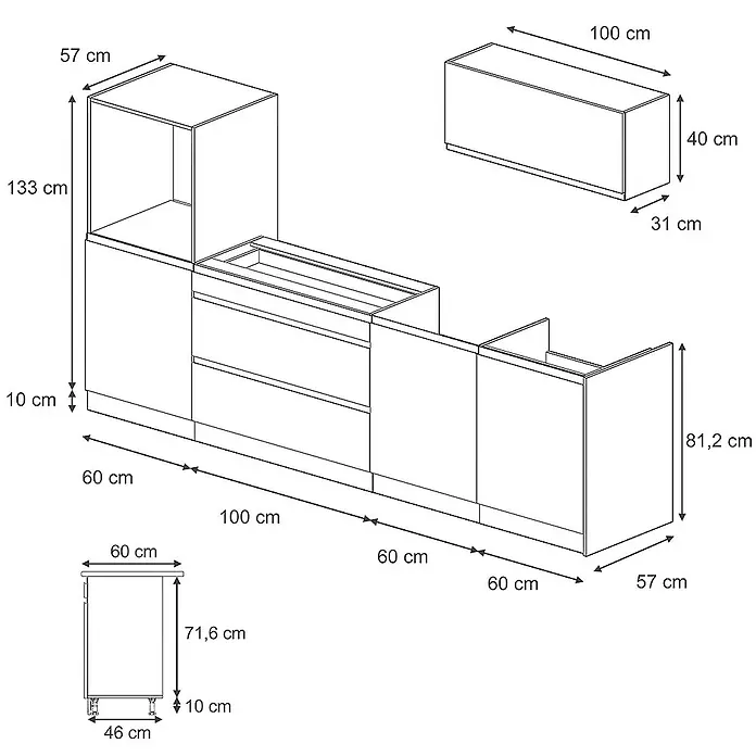 Küchenzeile R-Line 280 cm Weiß Art.-Nr. 70607 - 
