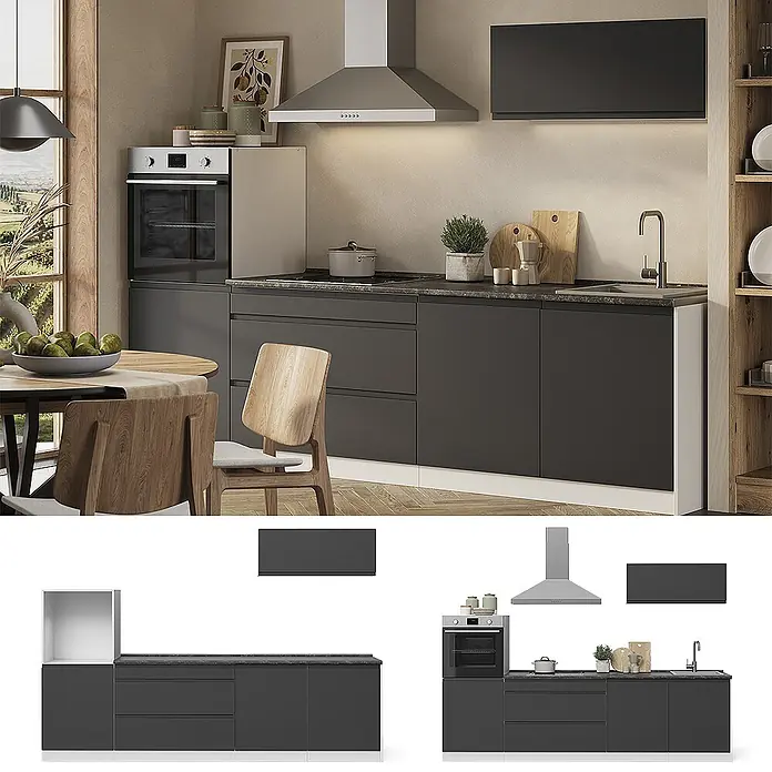 Küchenzeile R-Line 280 cm Anthrazit Art.-Nr. 70612 - 