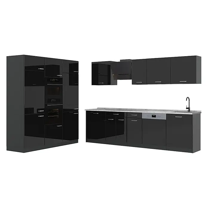Küchenzeile R-Line 180 cm Schwarz Hochglanz Art.-Nr. 66216 - 