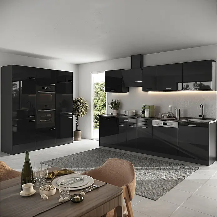 Küchenzeile R-Line 180 cm Schwarz Hochglanz Art.-Nr. 66215 - 