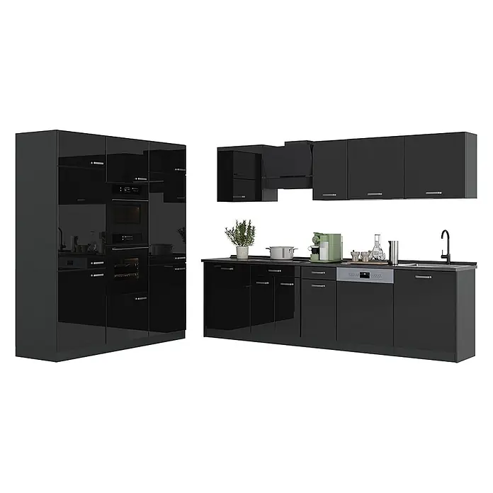 Küchenzeile R-Line 180 cm Schwarz Hochglanz Art.-Nr. 66215 - 