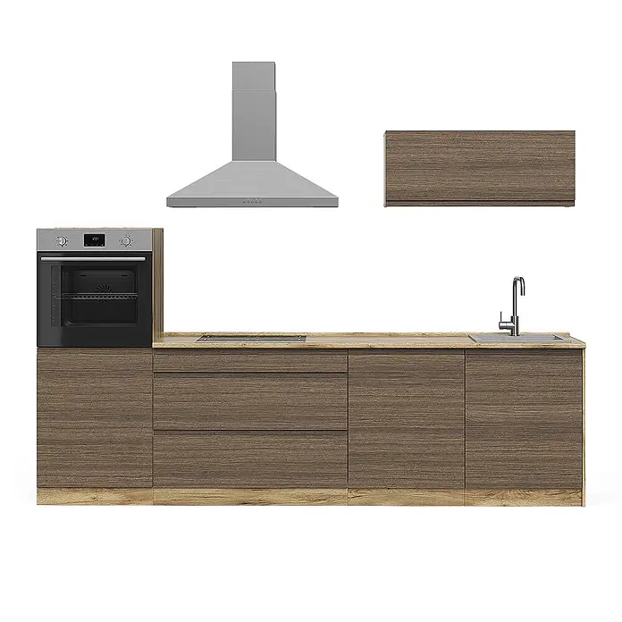 Küchenzeile R-Line 280 cm Tabak-Walnuss Art.-Nr. 70610 - 