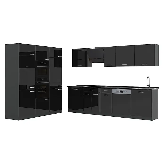 Küchenzeile R-Line 180 cm Schwarz Hochglanz Art.-Nr. 66217 - 