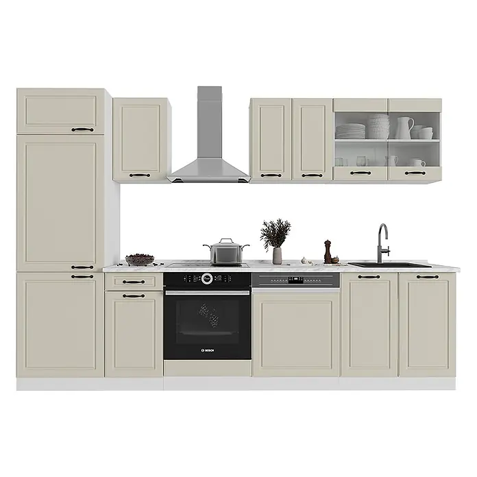 Küchenzeile R-Line 300 cm Sand Landhaus Art.-Nr. 70901 - 