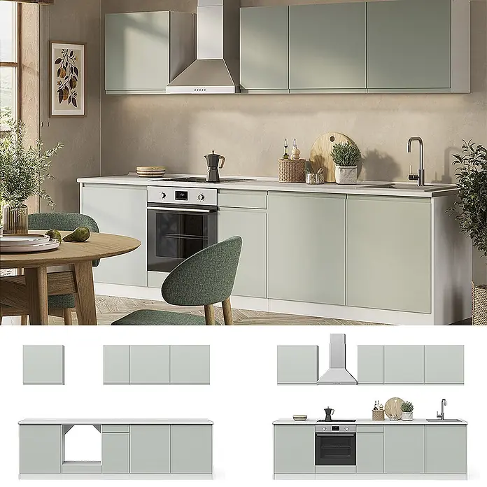 Küchenzeile R-Line 280 cm Pastellgrün Art.-Nr. 70589 - 