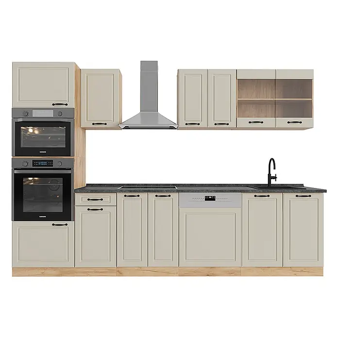 Küchenzeile R-Line 300 cm Sand Landhaus Art.-Nr. 70889 - 