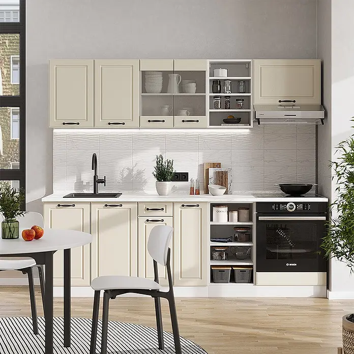Küchenzeile R-Line 240 cm Sand Landhaus Art.-Nr. 70871 - 
