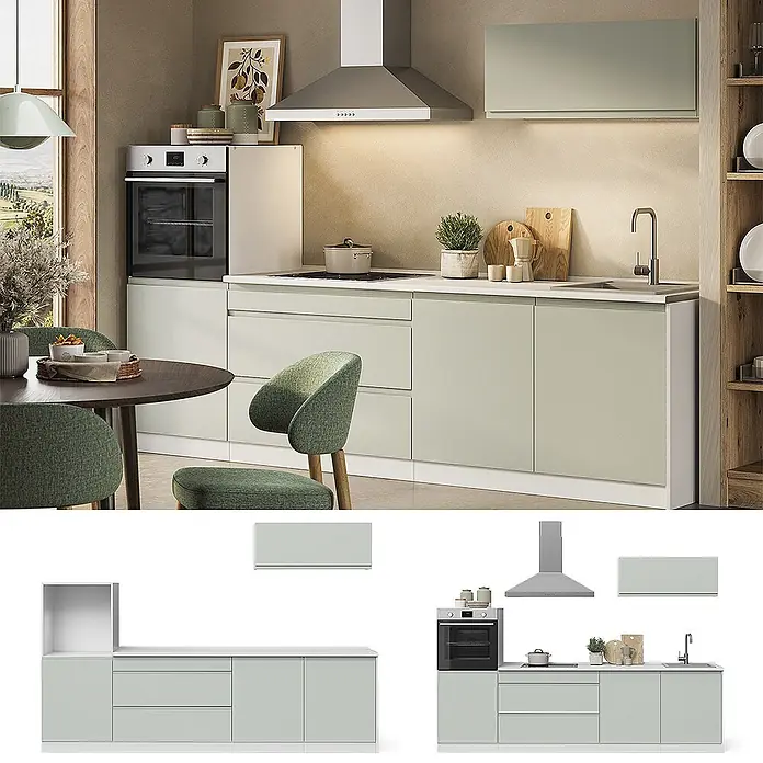 Küchenzeile R-Line 280 cm Pastellgrün Art.-Nr. 70613 - 