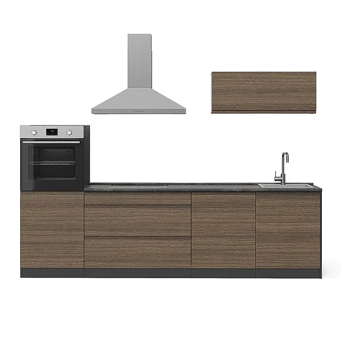 Küchenzeile R-Line 280 cm Tabak-Walnuss Art.-Nr. 70606 - 