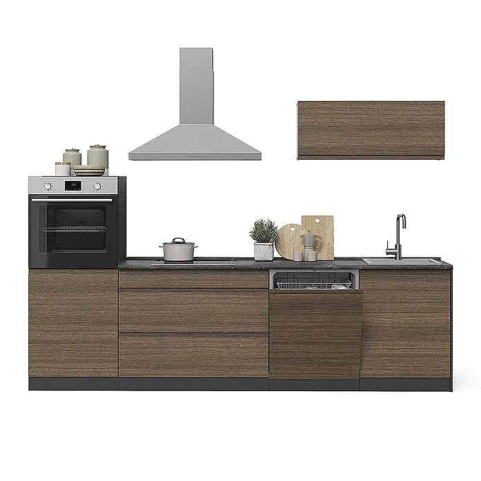 Küchenzeile R-Line 280 cm Tabak-Walnuss Art.-Nr. 70606 - 