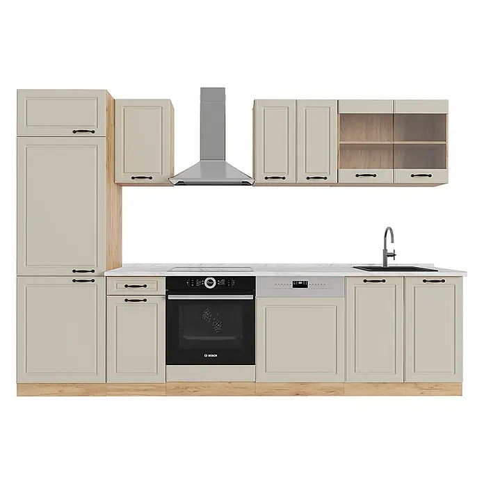 Küchenzeile R-Line 300 cm Sand Landhaus Art.-Nr. 70884 - 